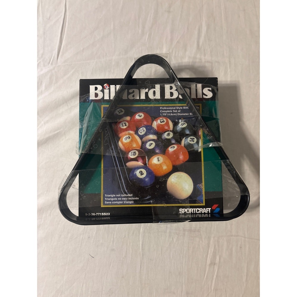 Sportcraft Billiard Balls Set Unisex 1 7/8" Multicolor New With Rack 16 Piece